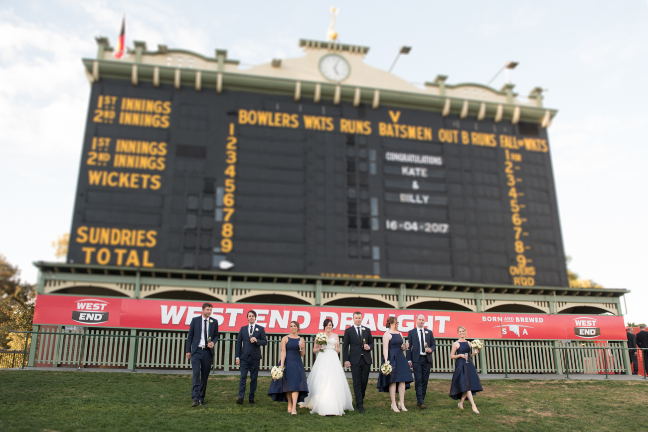 Adelaide Oval Scoreboard Bridal Party Photography